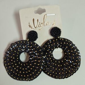 Viola Black and Gold Statement Earrings